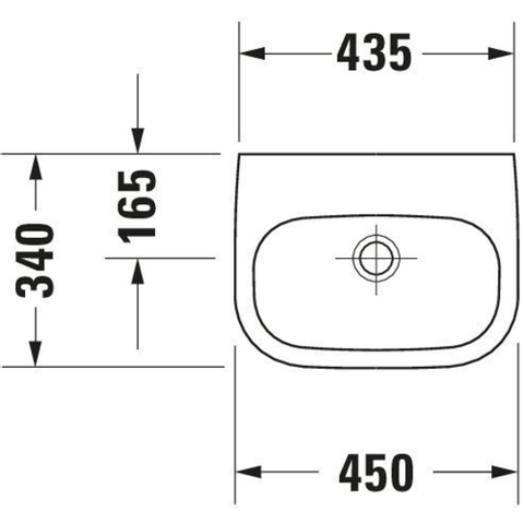 Duravit D-code Fontein - 45x34cm - zonder kraangat - zonder overloop - wit SW117181