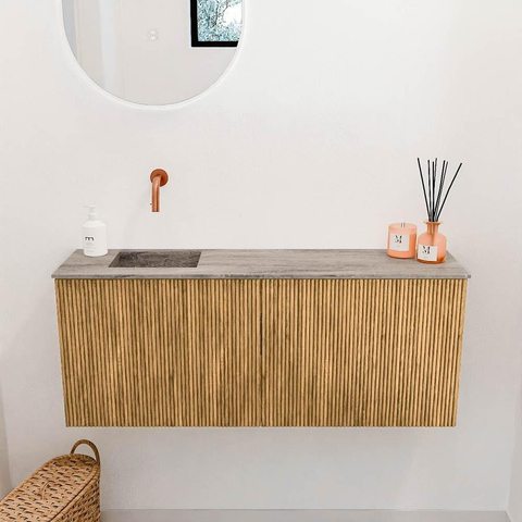 Mondiaz JOYA-DLUX 100cm meuble de toilette - couleur Chêne - Vasque FAYE position Gauche Sans trou de robinet couleur Oza. SW1424135