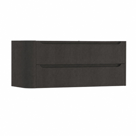 H&R Badmeubelen Juice Meuble sous vasque - 120x45x50cm - angle gauche arrondi - 2 tiroirs - poignée intégrée - basalte SW1489921