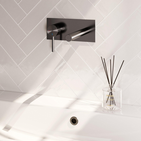 BRAUER Stripe Mitigeur lavabo encastré - bec droit et plaque de recouvrement - modèle A2 - gunmetal brossé PVD SW1435188