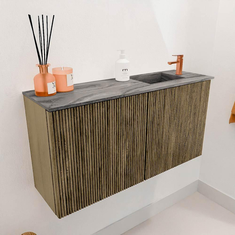 Mondiaz JOYA-DLUX 80cm toiletmeubel - kleur Dusk - Wastafel FAYE positie Rechts 1 kraangat kleur Sombra. SW1426134