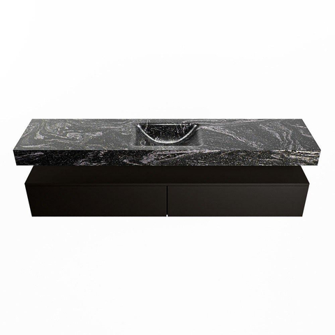 Mondiaz ALAN-DLUX Ensemble de meuble - 200cm - meuble Urban mat - 2 tiroirs - Lavabo Cloud Lava suspendu - vasque Centre - 1 trou de robinet SW808122