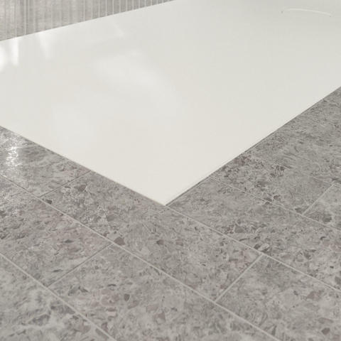 Villeroy & Boch Ecora douchebak - 180x90x4.5cm - afvoer korte zijde - stone white (wit) SW1558877