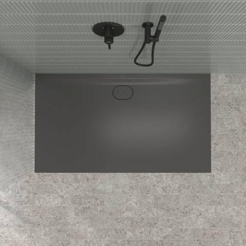 Villeroy & Boch Ecora douchebak - 160x90x3.5cm - afvoer lange zijde - anthracite (antraciet) SW1558993