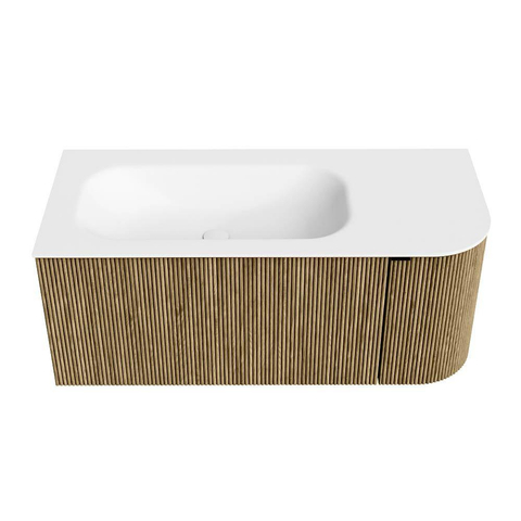 Mondiaz KURVE Ensemble de meubles de salle de bains - 105x46x40cm - 1 tiroir - 1 porte - lavabo solid surface - gauche - sans trou de robinet - Dusk SW1414777