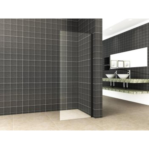Wiesbaden Side Zijwand - voor nis schuifdeur - 100x200cm - 8mm - nano helder glas - mat zwart SW522633