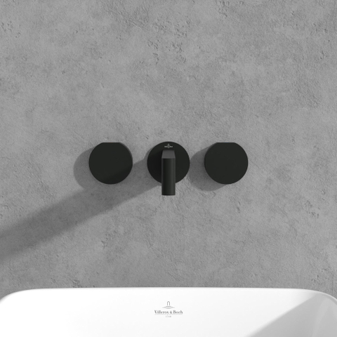 Villeroy & Boch Dawn wastafeluitloop set - zonder pop up afvoergarnituur - wandmontage afbouwdeel - mat zwart SW974328