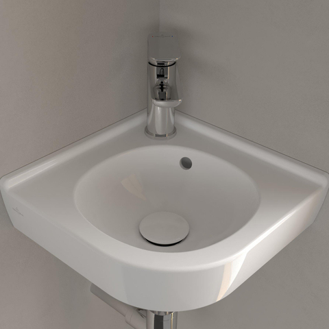 Villeroy & Boch O.novo hoekfontein - 32x32cm - met kraangat - met overloop - White Alpine (glans wit) SW84224