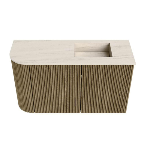 Mondiaz JOYA-DLUX Meuble de salle de bains 71,6cm - arrondi gauche couleur Dusk - Vasque FAYE position Droite 1 trou de robinet couleur Meli. SW1425848
