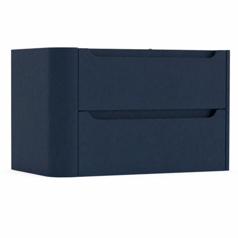 H&R Badmeubelen Juice Meuble sous vasque - 80x45x50cm - angle gauche arrondi - 2 tiroirs - poignée intégrée - blue oak SW1489070