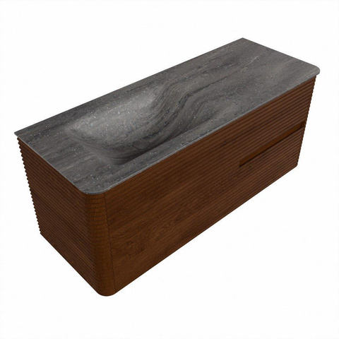Mondiaz CIRO-DLUX Meuble de salle de bains - 120x45x50cm - Plan vasque solid surface Oza - 1 vasque à gauche - 1 trou de robinet - 2 tiroirs - Ruby SW1531975