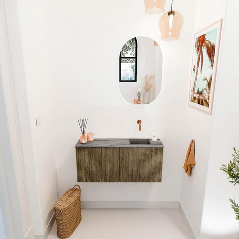 Mondiaz JOYA-DLUX 90cm toiletmeubel - kleur Dusk - Wastafel FAYE positie Rechts Zonder kraangat kleur Sombra. SW1426143