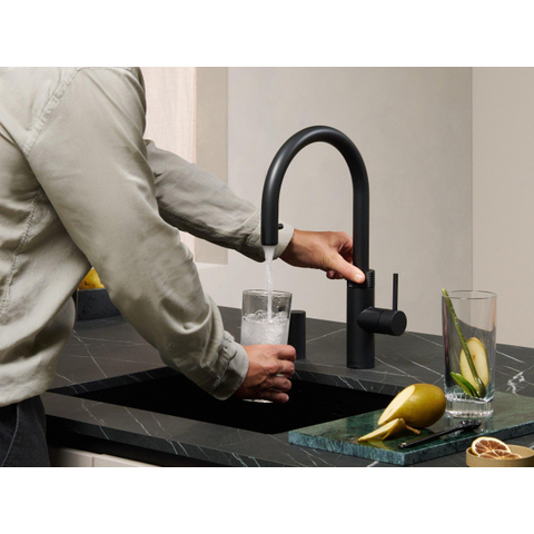 Quooker Flex Round kokendwaterkraan - draaibare & uittrekbare uitloop - PRO3 reservoir - kokend water - zwart SW299642
