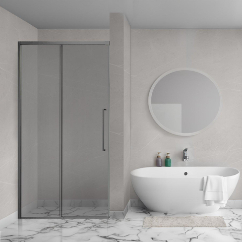 Aqua Vista Lokla Linea porte de douche - 120x200cm - porte coulissante - verre fumé - gunmetal (anthracite) SW1186392
