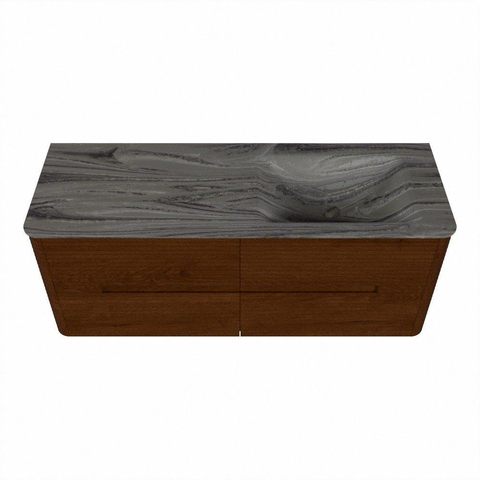Mondiaz CIRO-DLUX Meuble de salle de bains - 130x45x50cm - plan vasque solid surface Sombra - 1 vasque à droite - sans trous de robinetterie - 4 tiroirs - Ruby SW1531966