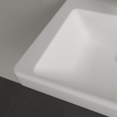 Villeroy & Boch Subway 3.0 fontein - 50x40x14.5cm - met 1 kraangat en overloopgat CeramicPlus - Stone White (mat wit) SW701527