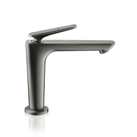 Hansgrohe Axor Citterio C 1-gats wastafelkraan 125 coolstart m. afvoerplug m. cubic cutvoorsprong 13.5cm - brushed black chrome SW1152127