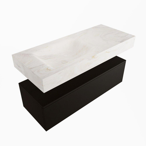 Mondiaz ALAN-DLUX Ensemble de meuble - 110cm - meuble Urban mat - 1 tiroir - Lavabo Cloud Ostra suspendu - vasque gauche - 1 trou de robinet SW807401