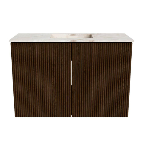 Mondiaz JOYA-DLUX 60cm toiletmeubel - kleur Walnut - Wastafel FAYE positie Midden Zonder kraangat kleur Frappe. SW1422262