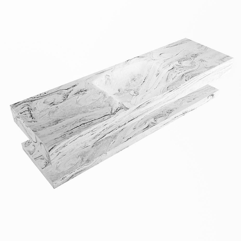 Mondiaz ALAN-DLUX Ensemble de meuble - 150cm - meuble Glace mat - 0 tiroirs - Lavabo Cloud Glace suspendu - vasque Centre - 1 trou de robinet SW808808