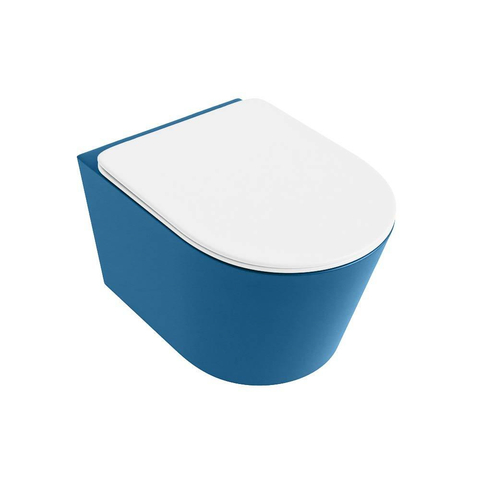 Mondiaz LAVIE hangtoilet – spoelrandloos – 36 x 53 cm – met softclose zitting – Jeans (blauw), zitting Talc (wit) SW1208758