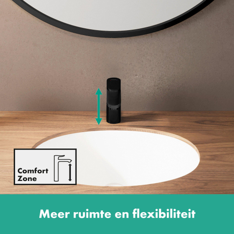 Hansgrohe Vernis Blend 1-gats wastafelkraan - 100 met waste - voorsprong 10.8cm - mat zwart SW651455