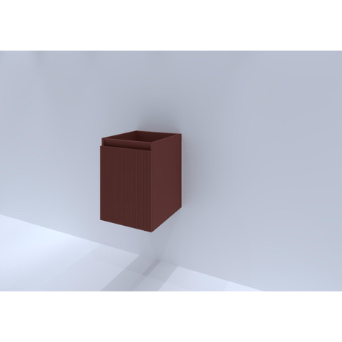 H&R Badmeubelen Wastafelonderkast - 40x44.8x55cm - met 3D-front - 1 deur - rechtsdraaiend - greeploos - terra mat SW867066