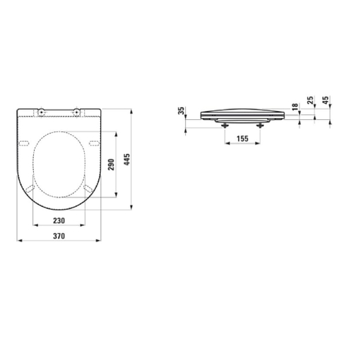 Laufen abattant wc de WC slim 37.4x44.3x5.3cm avec couvercle système amovible duroplast blanc SW119956