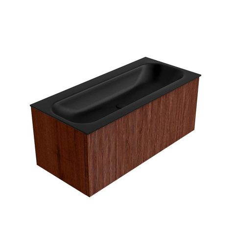 Mondiaz KURVE Ensemble meuble de salle de bains - 100x46x40cm - 1 tiroir - vasque solid surface - central - sans trou de robinet - Ruby SW1415437