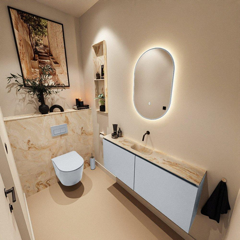 Mondiaz GLOW spiegel – ovaal – 45x90 cm – indirecte LED rondom – bewegingssensor – Clay (bruin) SW1105198