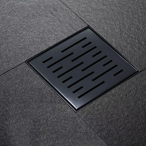 Wiesbaden Bonde de douche avec bride et sortie latérale 20x20 cm mat noir SW655285