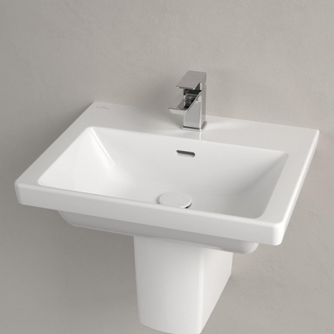 Villeroy & Boch Subway 3.0 wastafel - met kraangat - met overloop - 55x44x16.5cm - White Alpine (glans wit) SW654566