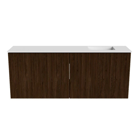 Mondiaz JOYA 100cm meuble de salle de bains avec WC - couleur Walnut - Vasque FAYE position Droite Sans trou de robinet couleur Talc SW1421282