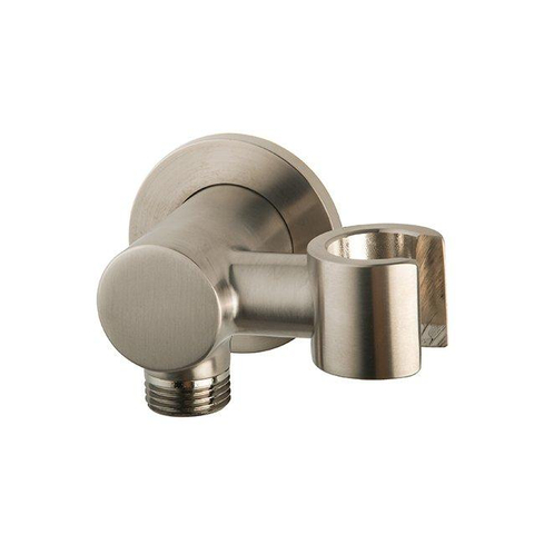Wiesbaden Unimatch Wandaansluitbocht - met kantelbare handdouchehouder rond 1/2" - PVD - geborsteld staal (RVS) SW491625