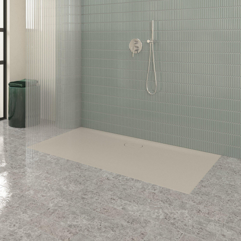 Villeroy & Boch Ecora douchebak - 160x80x3.5cm - afvoer lange zijde - almond (beige) SW1558960
