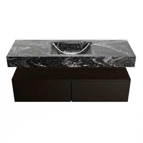 Mondiaz ALAN-DLUX Ensemble de meuble - 130cm - meuble Urban mat - 2 tiroirs - Lavabo Cloud Lava suspendu - vasque Centre - 0 trous de robinet SW808081
