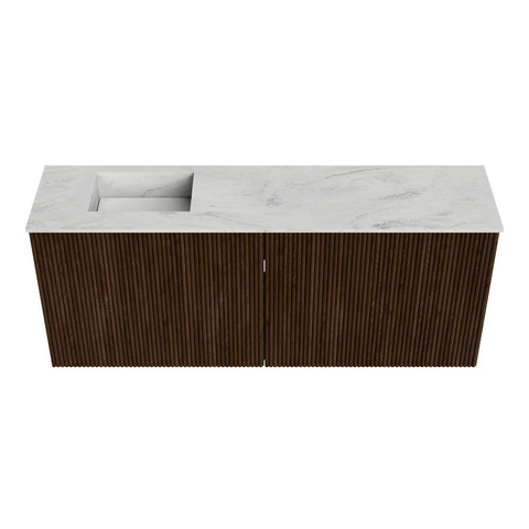 Mondiaz JOYA-DLUX Meuble de toilette 100cm - couleur Walnut - Vasque FAYE position Gauche 1 trou de robinet couleur Opalo SW1422533