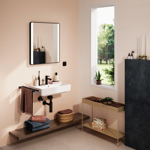 Hansgrohe Xanuia Q Wastafel/Fontein - 60x37cm - inbouw - 1 kraangat - met overloop - compact - glans wit SW1165076