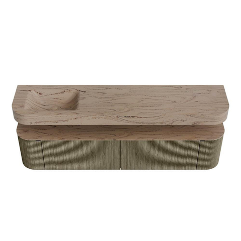 MONDIAZ THOR-DLUX Meuble de salle de bains - 200cm - arrondi gauche + droite - couleur Shadow - 2 tiroirs et 2 portes - Vasque suspendue CLOUD Gauche 1 trou de robinet - couleur Arena SW1467088