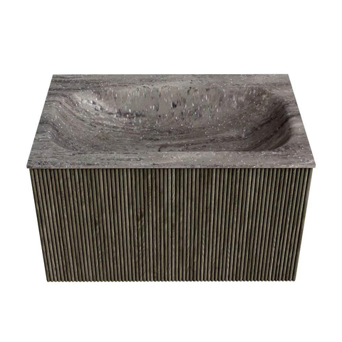 MONDIAZ KURVE-DLUX Meuble de salle de bains 70cm couleur Shadow avec 1 tiroir et 0 porte. Lavabo BIG SMALL Central sans trou de robinet Oza. SW1432870