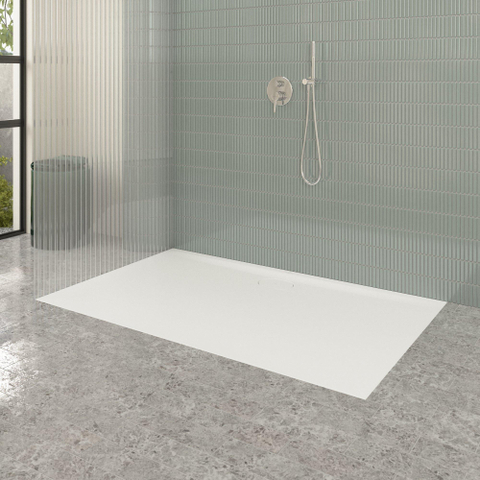 Villeroy & Boch Ecora douchebak - 160x100x3.5cm - afvoer lange zijde - stone white (wit) SW1559001