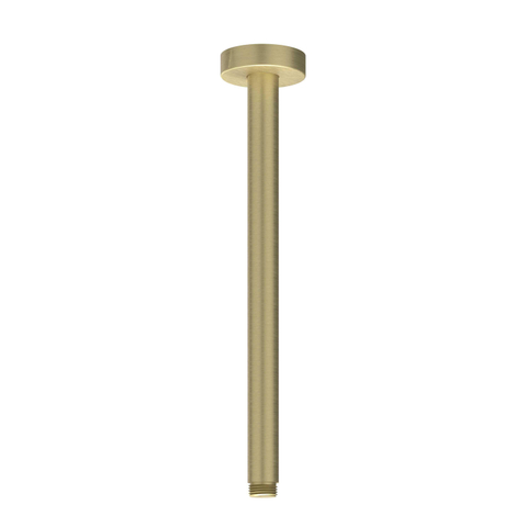 IVY Pact Ensemble de douche de tête - encastré - symmetry - inverseur-arrêt 2 voies - bras de plafond 30 cm - douche de tête slim 30 cm - support avec sortie - flexible de douche 150 cm - douchette bâton - Or brossé mat PVD SW1036071