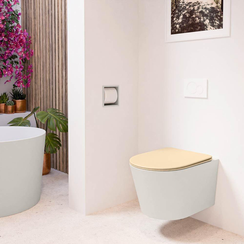 Mondiaz LAVIE hangtoilet – spoelrandloos – 36 x 53 cm – met softclose zitting – Linen (offwhite), zitting Sand (beige) SW1208772