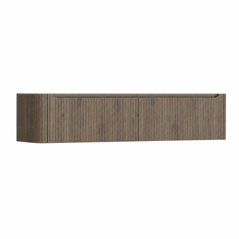 H&R Badmeubelen Juice Wastafelonderkast - 180x45x40cm - linkerhoek afgerond - 3D-front - 2 lades - geïntegreerde greep - tucson oak SW1260476