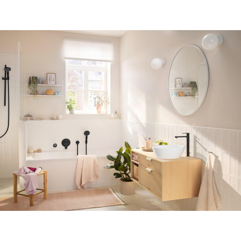 Hansgrohe Rebris s Eengreeps wastafelmengkraan - 240 - coolstart - voor waskommen - met PopUp - trekwaste - mat zwart SW796586