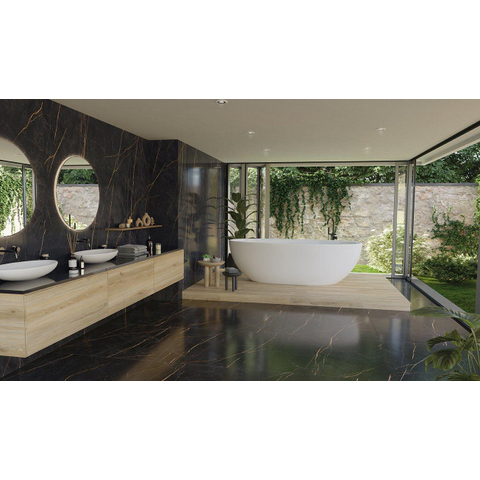 Terravito Dapuro carreau mural et de sol - 60x120cm - rectifié - Aspect marbre - Laurent mat (noir) SW1120159