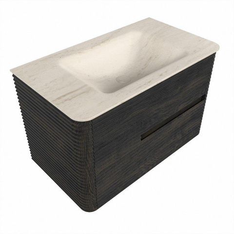 Mondiaz CIRO-DLUX Ensemble de meubles de salle de bains - 80x45x50cm - Plan-vasque Solid surface Meli - 1 vasque centrale - 1 trou de robinet - 2 tiroirs - Shadow SW1532378