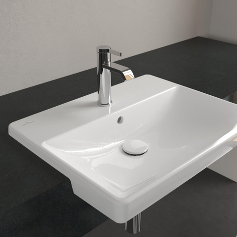 Villeroy & Boch Avento voorbouwwastafel - 55x36cm - 1 kraangat - met overloop - White Alpine (glans wit) SW106444