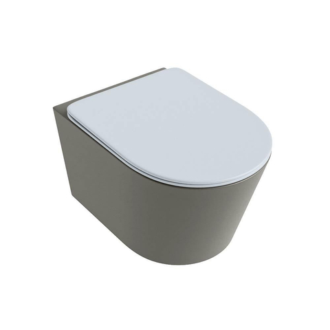Mondiaz LAVIE WC suspendu – sans bride – 36 x 53 cm – avec abattant softclose – Smoke (brun clair), abattant Clay (bleu clair/gris) SW1208594