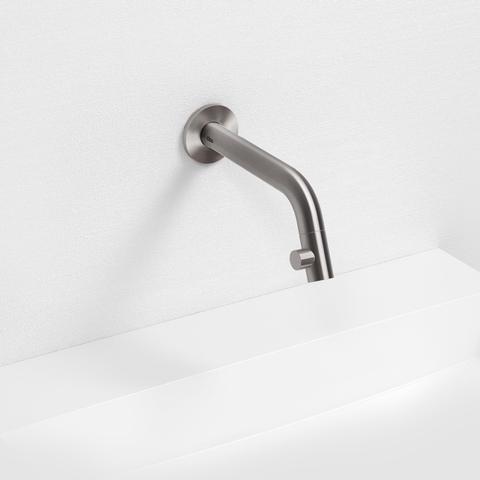 Clou Kaldur robinet de lave-mains bec long 2x6,8cm montage murale inox brossé SW533156